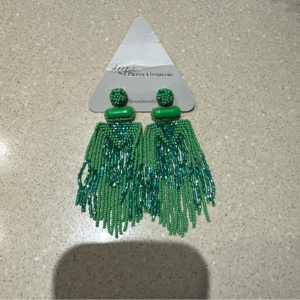 Deepa Gurnani Green Jody Beaded Earrings